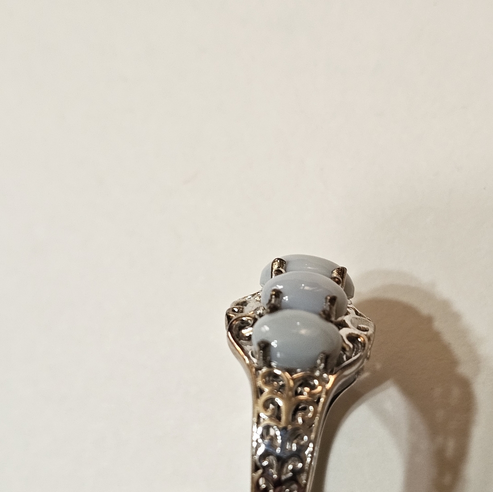 Vintage Genuine Larimar Platinum/925 Ring Sz 9. - Picture 6 of 11